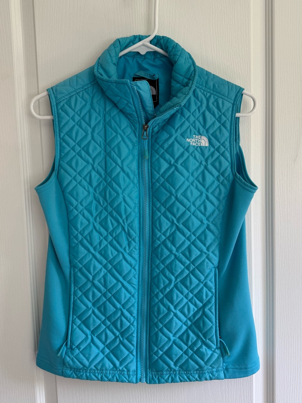 The North Face Women's Turquoise Quilted Full Zip Fleece Side Vest Size S‎